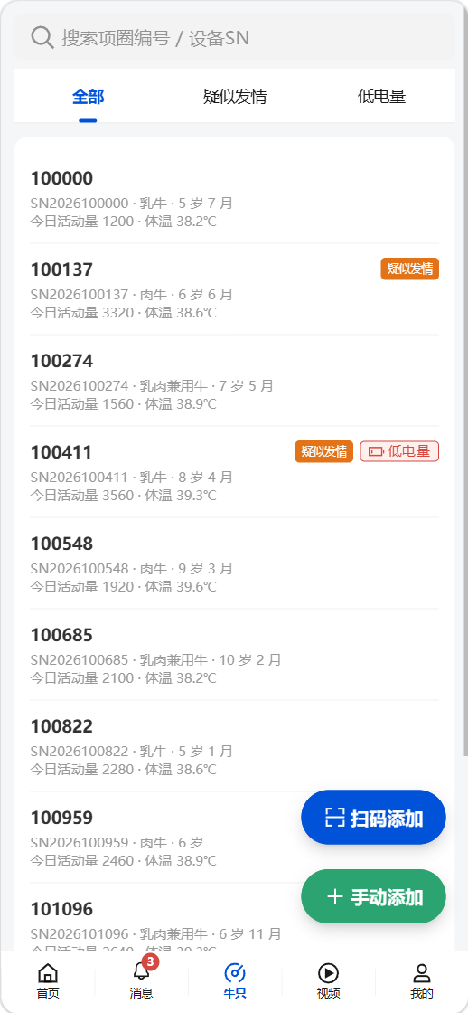 牛只档案界面